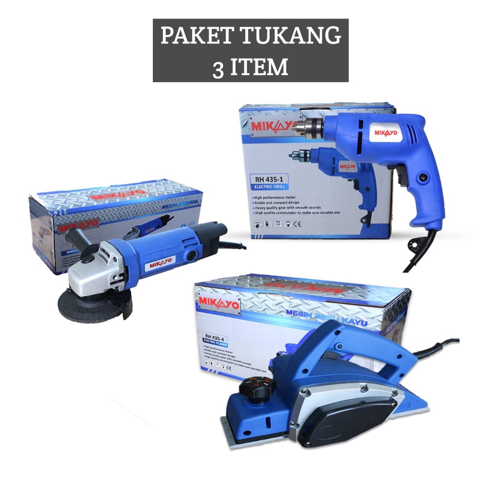 PAKET TUKANG KAYU Mesin Gerinda tangan mesin Bor 10mm 13mm listrik mesin Planer Serut &amp; CIRCULAR SAW Kayu tahan panas kualitas bagus