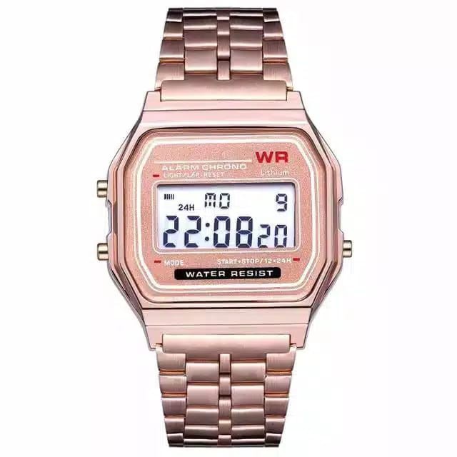 Jam Tangan Wanita Digital Kotak Rantai Model Tipis CS135
