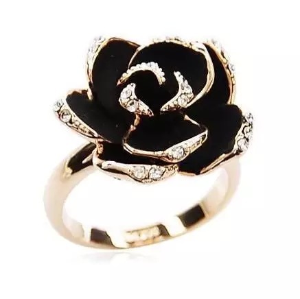 MORYMOSHI C05 Cincin Wanita Rose Hitam Fashion Korea Murah