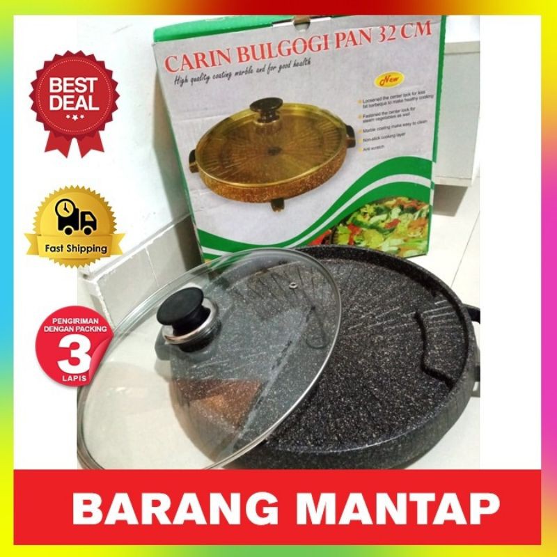 Carin Bulgogi Pan Marble 32 CM + Tutup Kaca / Panggangan BBQ