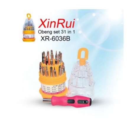 Screwdriver set tool xinrui 31in1 electro for hp laptop vga pc cpu tv etc xr-6036b - Obeng teknisi pro