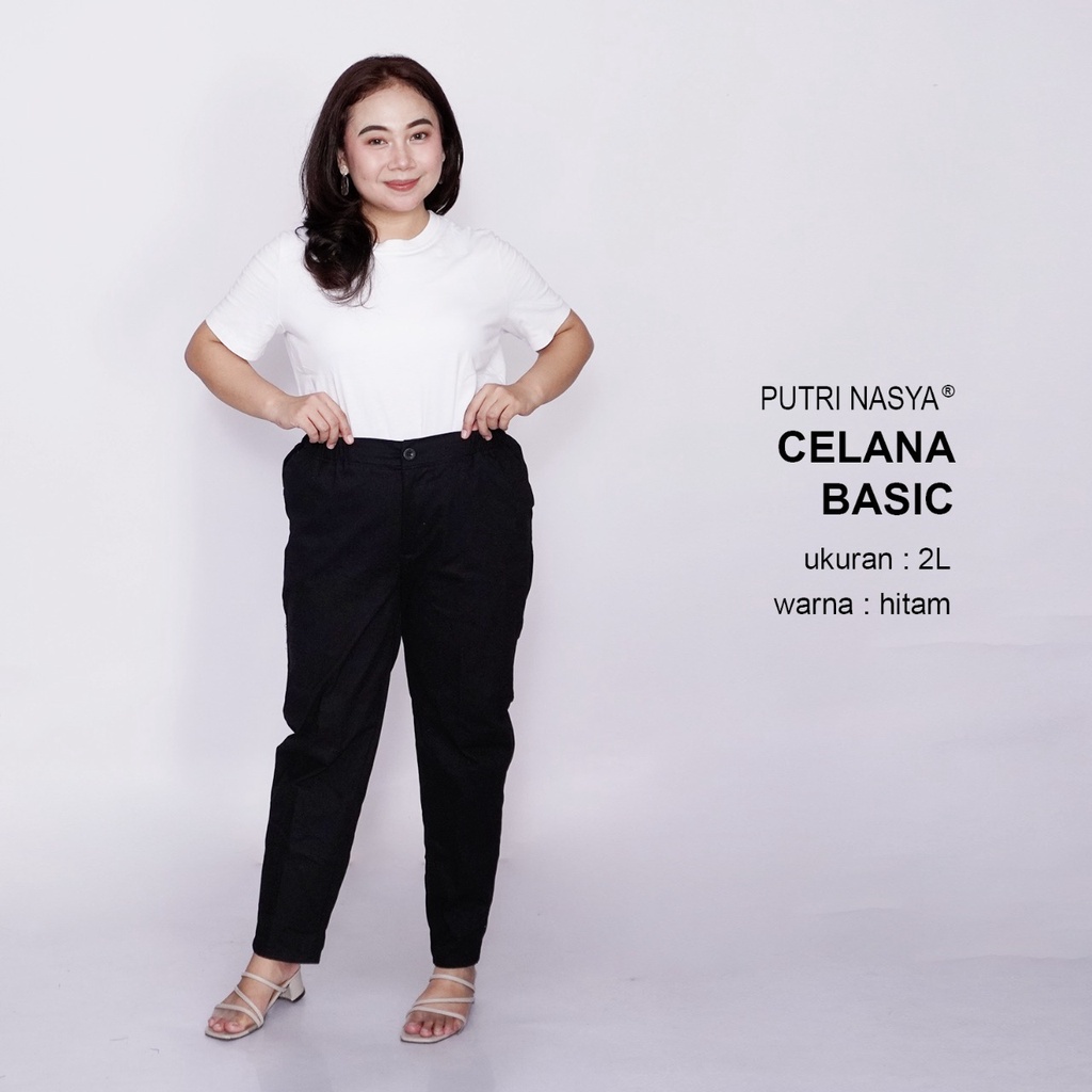 Celana Kerja Kantor Basic Jumbo Wanita / Celana Wanita Super Big Size / Celana Bahan Formal Seragam Wanita Big / 8L,6L,5L,4L,2L,XL, all size / Celana Karet Kekinian Model Terbaru Trendy