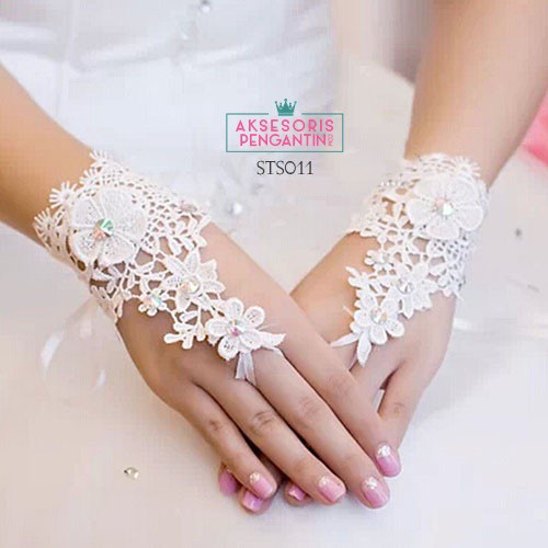 [BISA COD] SARUNG TANGAN PESTA LACE AKSESORIS PENGANTIN WEDDING GLOVES STS011