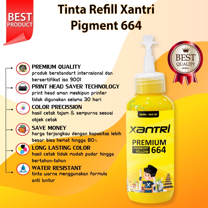 Tinta Xantri Pigment 664 Printer L110 L210 L121 L350 L1300 L365 L310 L360 L220 L565 L120 L355 L550 L555 L1455