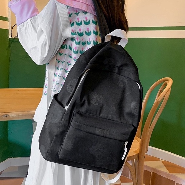 Mores Tas ransel Korean Polos Kimo backpack Import motif beruang hitam tas sekolah kuliah remaja