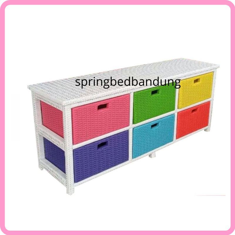 Laci Rotan Sintetis Rak TV Rotan 6 Laci Terlaris Bandung Cimahi Sumedang Garut