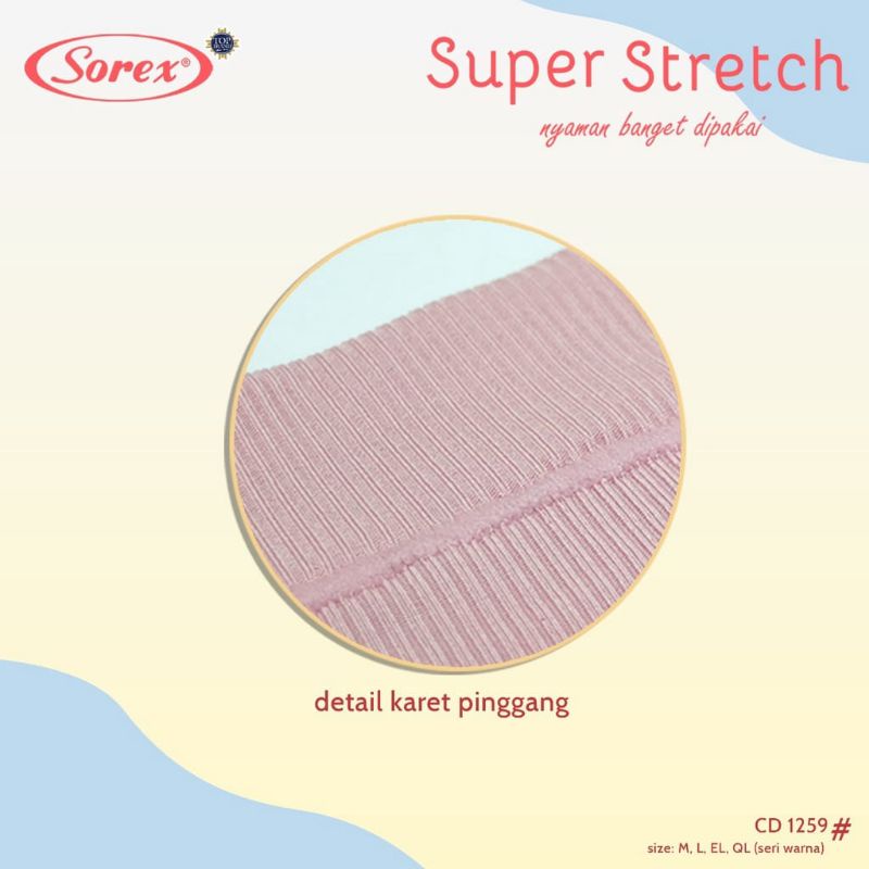 6 PCS / Setengah Lusin CD Sorex 1259 Celana Dalam Wanita Super Stretch Midi