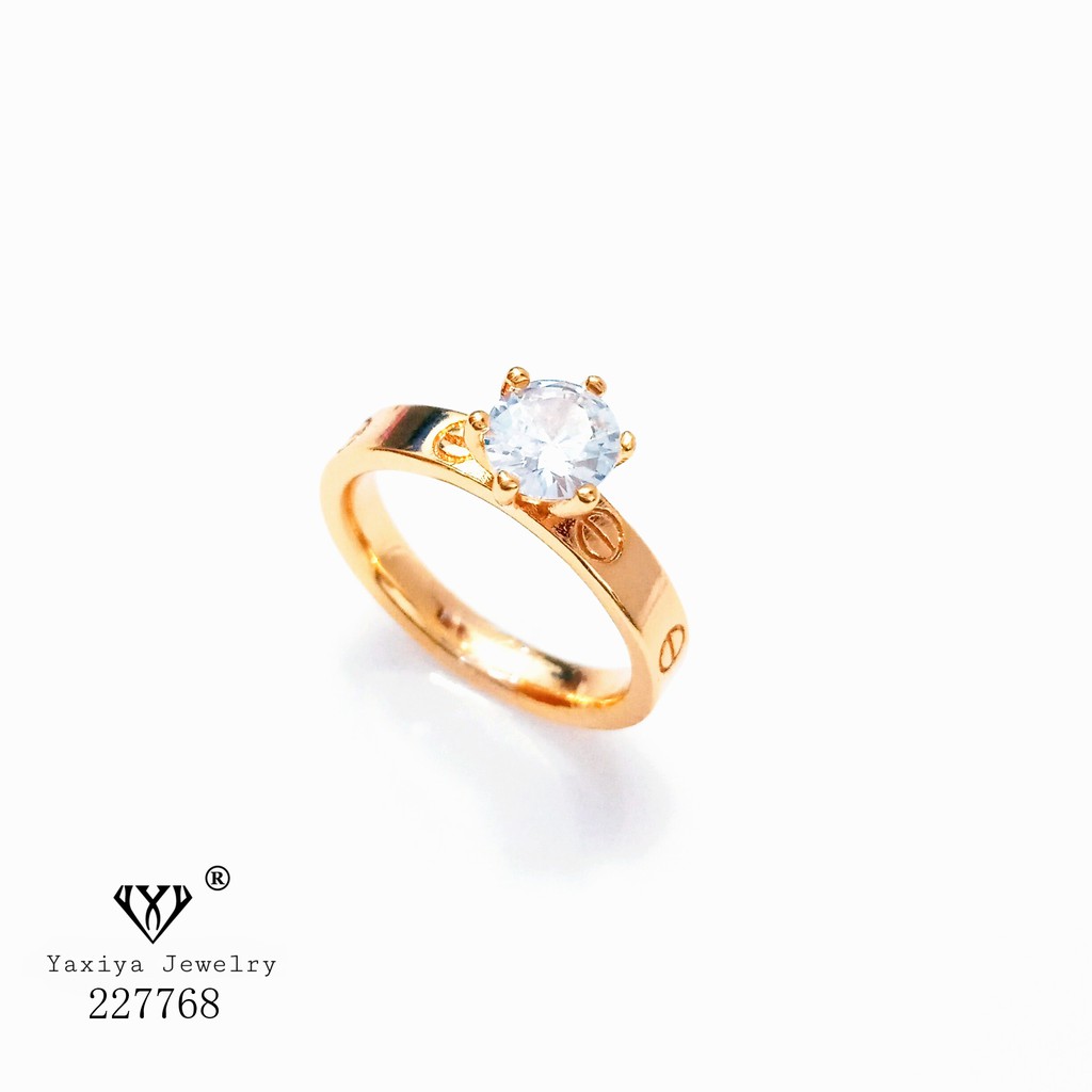 

Cincin Emas Wanita Permata Zircon Perhiasan Lapis Emas 18K Yaxiya Jewelry 358