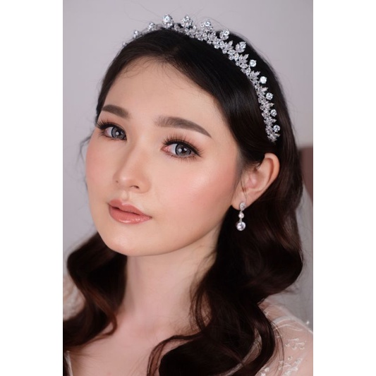 Zircon crown premium A003 wedding tiara memanjang sampai telinga