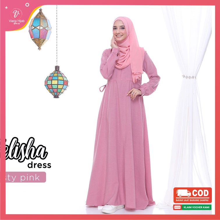 Gamis Polos Premium Felisha By Azamka Maxi Dress Wanita Dewasa L Hijab Bahan Supernova Premium Busui