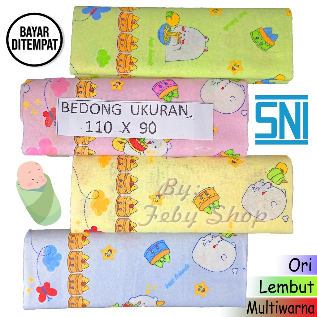 Bedong Bayi Isi 3 Pcs Ukuran 110 x 90 cm Bahan Halus &amp; Lembut Motif Lucu