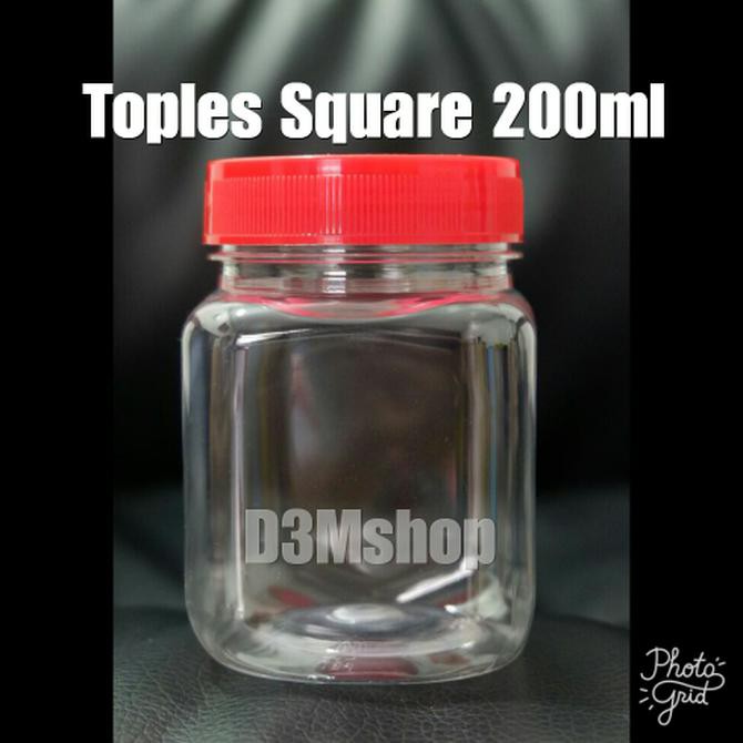 BOTOL/TOPLES PLASTIK PET JAR SQUARE 200ML - PUTIH