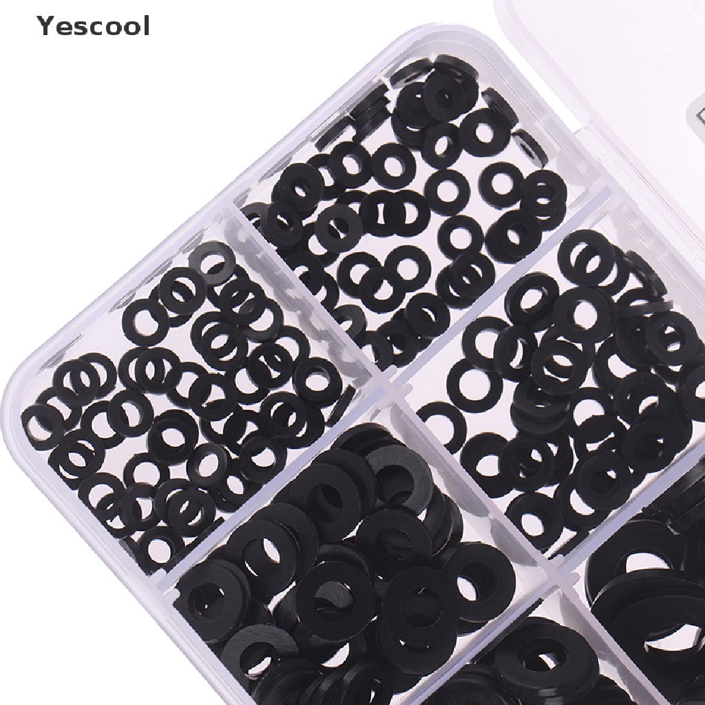 Yescool 350Pcs Ring washer M2 / M2.5 / M3 / M4 / M5 / M6 / M8 Bahan Nilon Warna Hitam