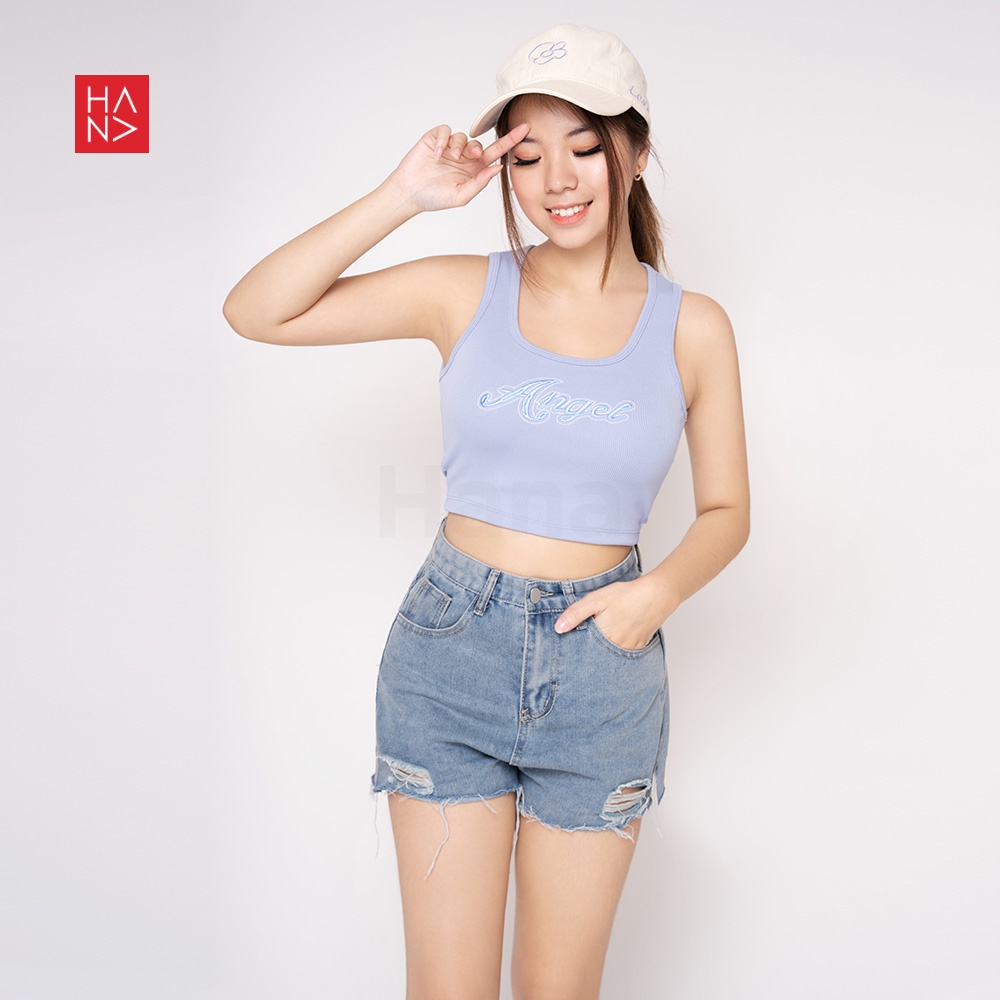 HanaFashion - Angel Crop Tank Top Rajut Atasan Wanita  - TT195-8