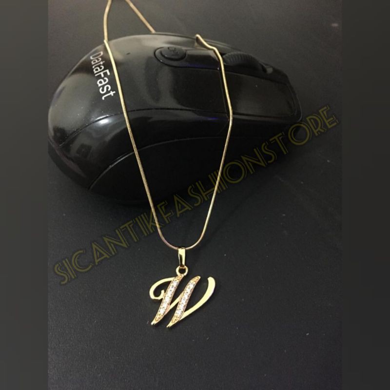 PROMO KALUNG TITANIUM HURUF ABDZ TERLARIS ANTI KARAT LAPIS EMAS MEWAH TIDAK LUNTUR LIOTIN HURUF GOLD