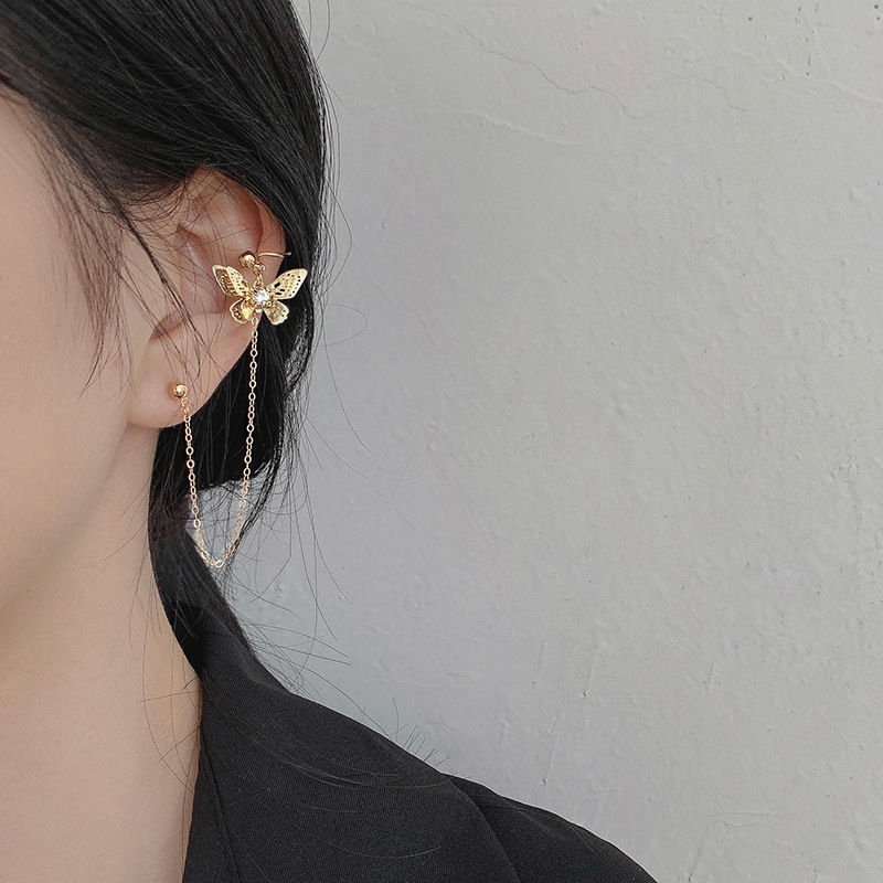 Anting Klip Bentuk Kupu-Kupu Model Double Layer