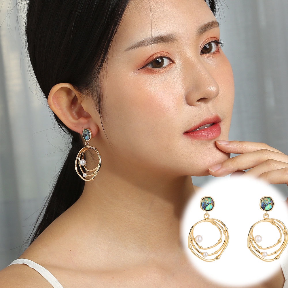 Anting Tusuk Gantung Mutiara Abalone Alami Multilayer Untuk Wanita