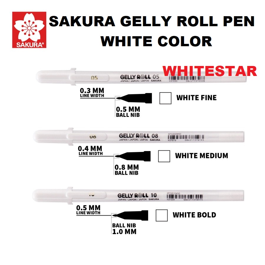 

sakura gelly roll gel pen white / putih - 0.8mm 0.5mm 1mm pulpen