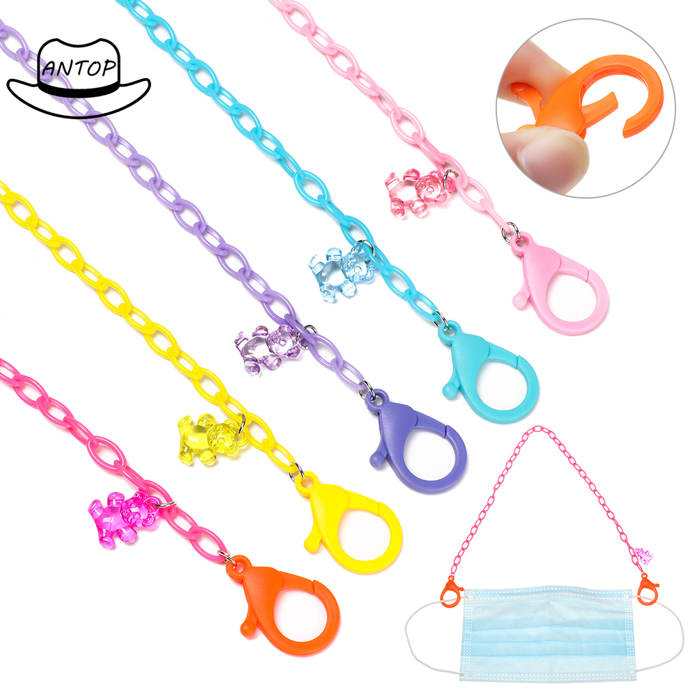 58cm Permen Warna Akrilik Topeng Anak Kacamata Rantai Lanyard Ekstensi Non-slip Tali Anti-hilang ANTOP