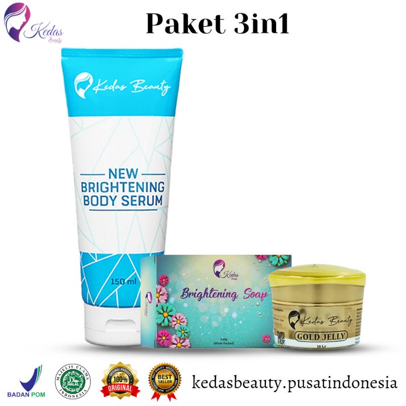 Sabun Kedas Beauty Original BPOM Sepaket Gold Jelly Kedas Beauty Pemutih Wajah Murah Cod-Paket 3in1