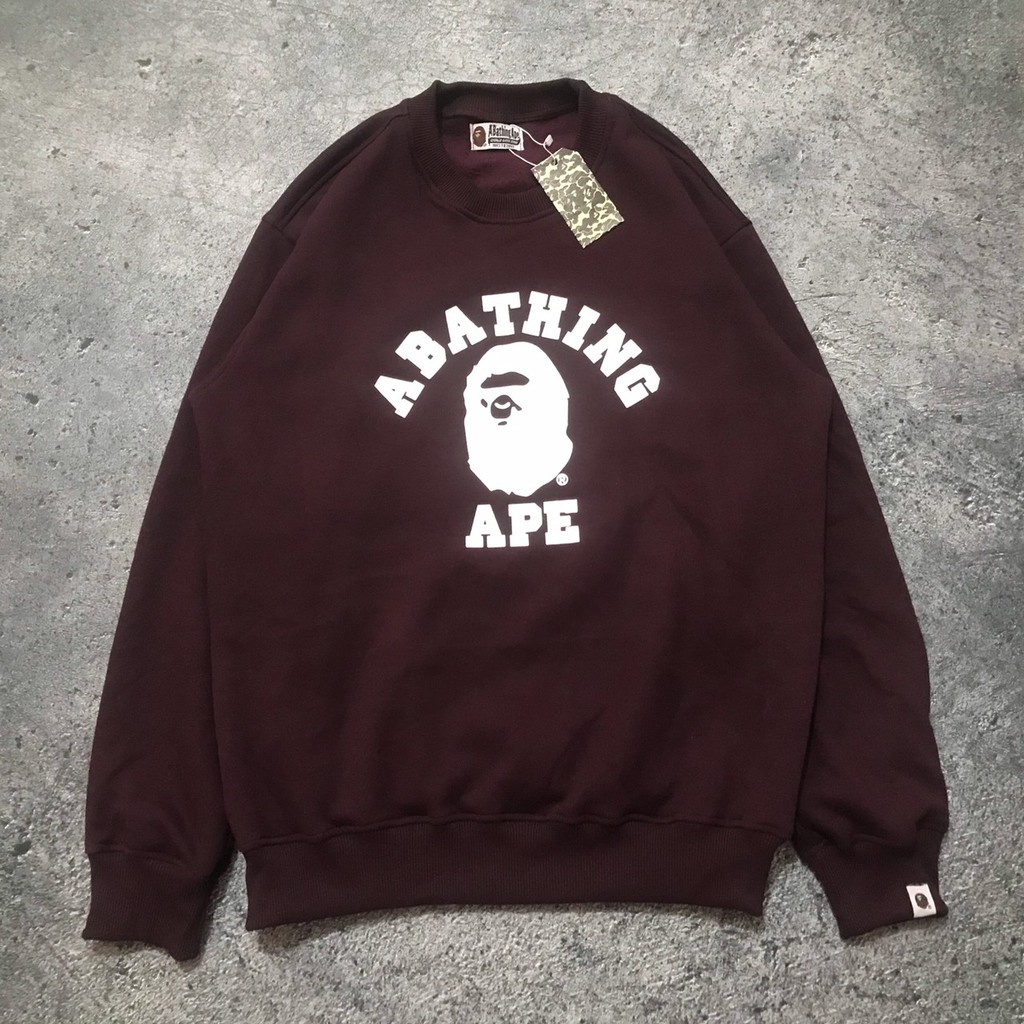 Jaket Sweater Crewneck BTHG BP COLLEGE – Maroon Edition Trendy Casual Unisex Good Brand Quality Styl