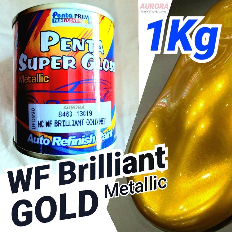 Cat Penta Super Gloss NC WF Brilliant Gold Met 1Kg Emas Metalik / Metallic Metalic Motor Mobil Sepeda Duco Duko Dico Semprot Kuning mas 1 Kg Kilo