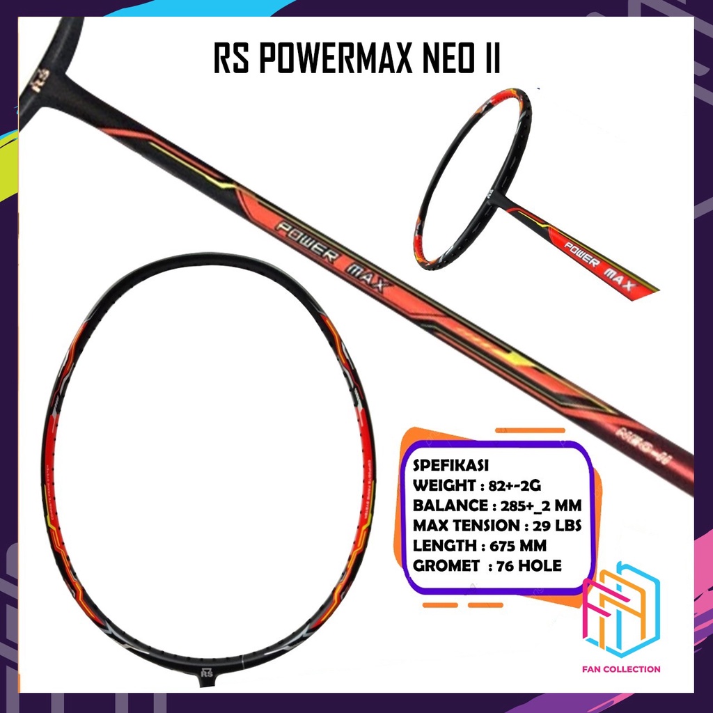 RS POWER MAX NEO II / RAINFORCE SPEED RAKET BADMINTON ORIGINAL