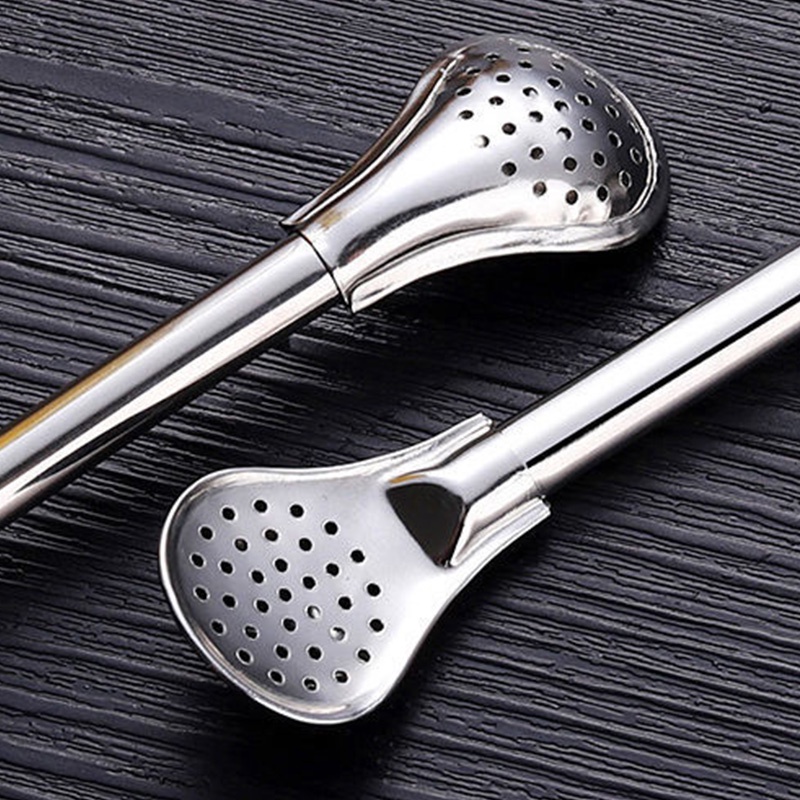 Set Sendok Sedotan Minum Multifungsi Bahan Stainless Steel 304 Reusable Dengan Sikat Pembersih