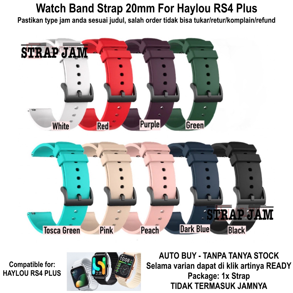 P20Q 20mm Strap Haylou RS4 Plus - Tali Jam Tangan Rubber Silikon