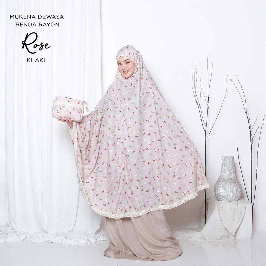 MUKENA BALI TASIK - MUKENA RENDA RAYON DEWASA MOTIF ROSE