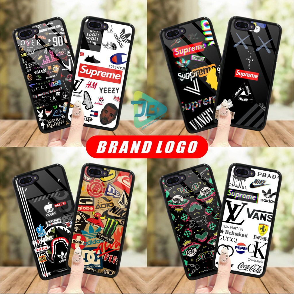 HARDCASE 2D GLOSSY BRAND LOGO OPPO VIVO XIAOMI SAMSUNG REALME IPHONE ALL TYPE JB4673