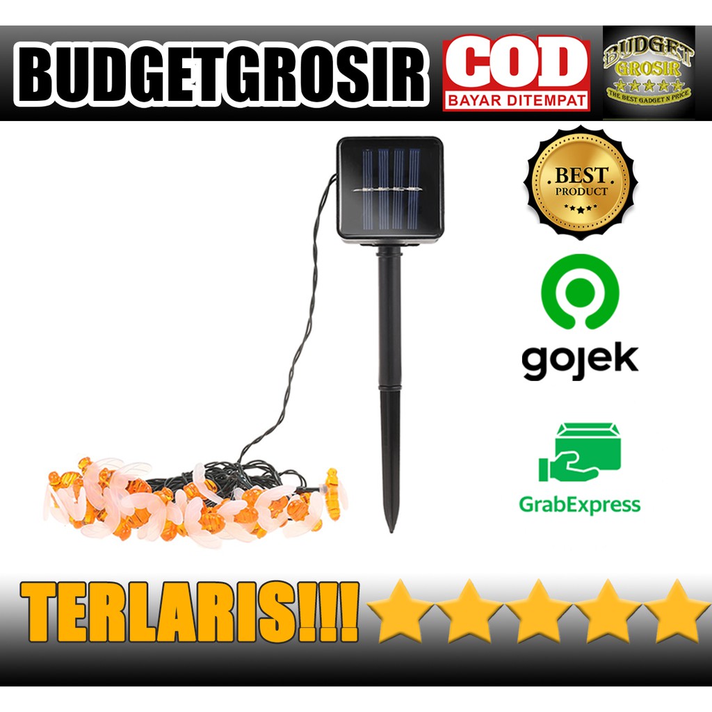 Lampu Hias Dekorasi Lebah Bee 50 LED with Solar Panel - BE306--Finether