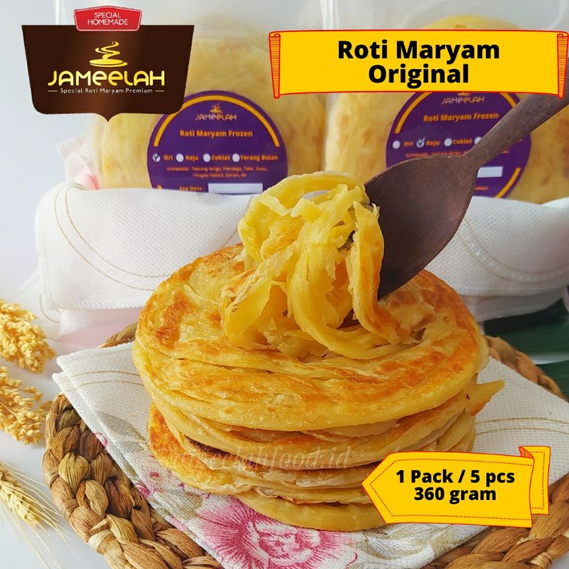 

ROTI MARYAM ORIGINAL / ISI 5 PCS / Uk. BESAR 13cm / ROTI CANAI / CANE / FROZEN FOOD / MAKANAN BEKU / CAMILAN SNACK / CANAI FROZEN / MURAH / ROTI MARYAM JAMEELAH SURABAYA / KHAS ARAB