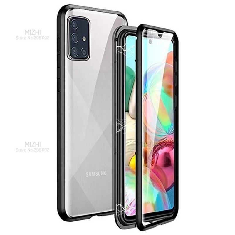 Samsung A71 Case Glass Magnetic Magnet Silikon Kaca Premium Temepered