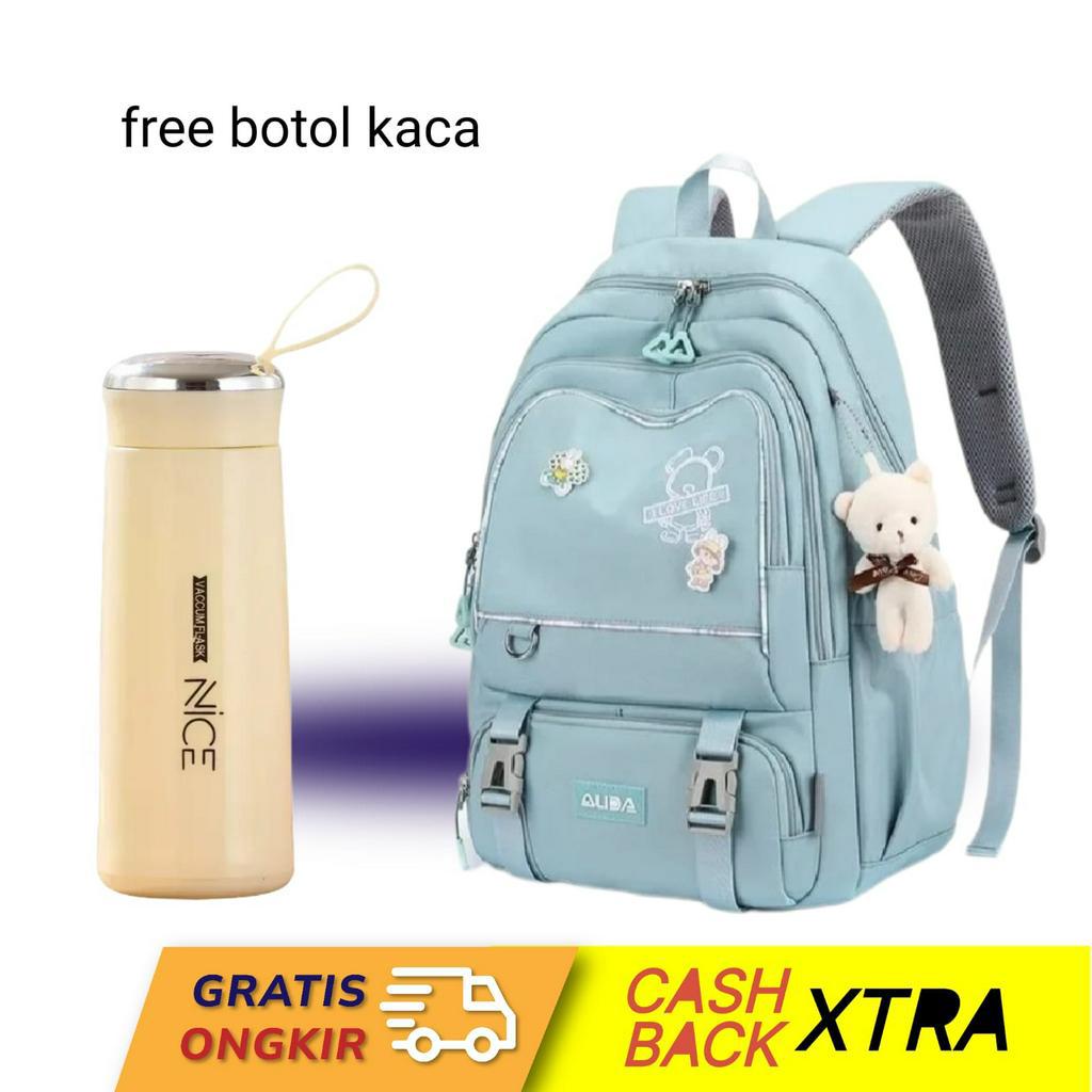 Tas Sekolah Anak Perempuan SD SMP SMA Ransel Kerja ORIGINAL Tas Sekolah Anak Laki-Laki Free Botol Minum Kaca 2023