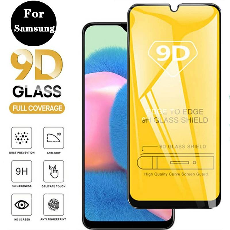 9D Full Cover Samsung Galaxy A50 Tempered Glass A10 A20 A30 A40 A60 A70 S A80 A90 M10 M20 M30 S For protective Screen Glass Flim