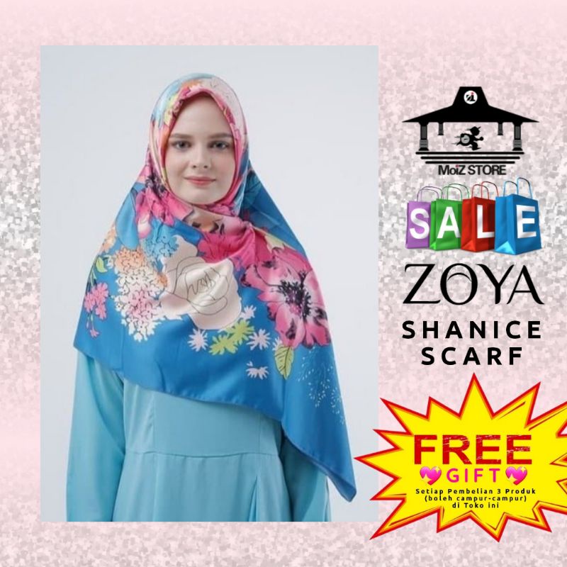 Kerudung Segi Empat Motif Zoya Shanice Scarf / Jilbab Segi Empat Motif Zoya / Hijab Segi Empat Motif