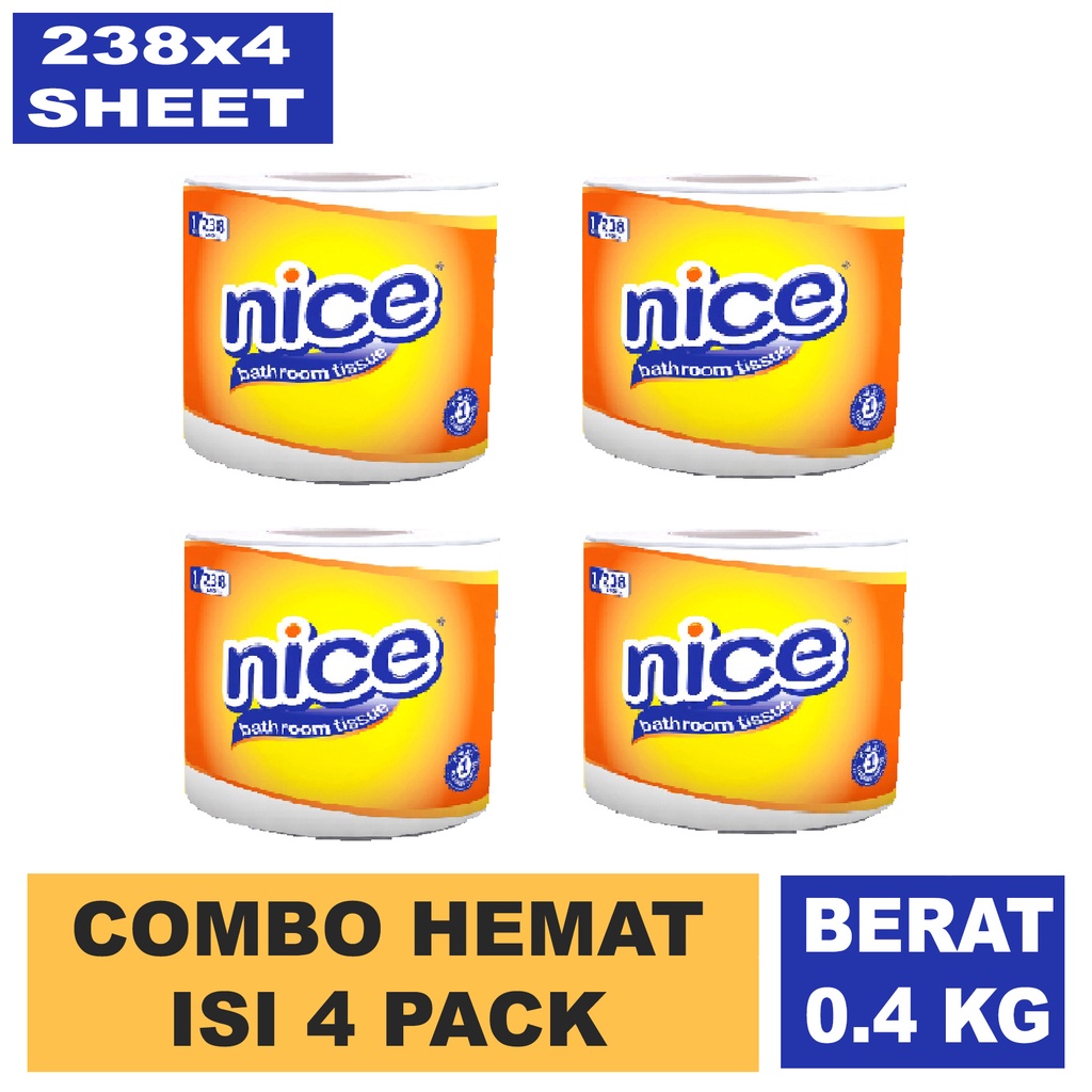 PROMO 4 PCS Tisu Tissue nice toilet gulung 1roll 2 ply 238 sheets /  Tissue NICE ROLL - Tisu Gulung