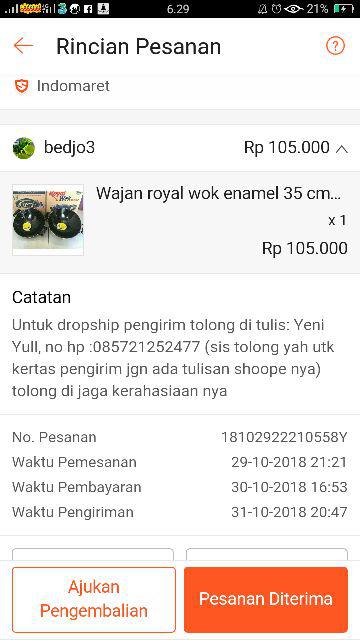 Wajan Royal Wok Enamel 35 Cm/maspion