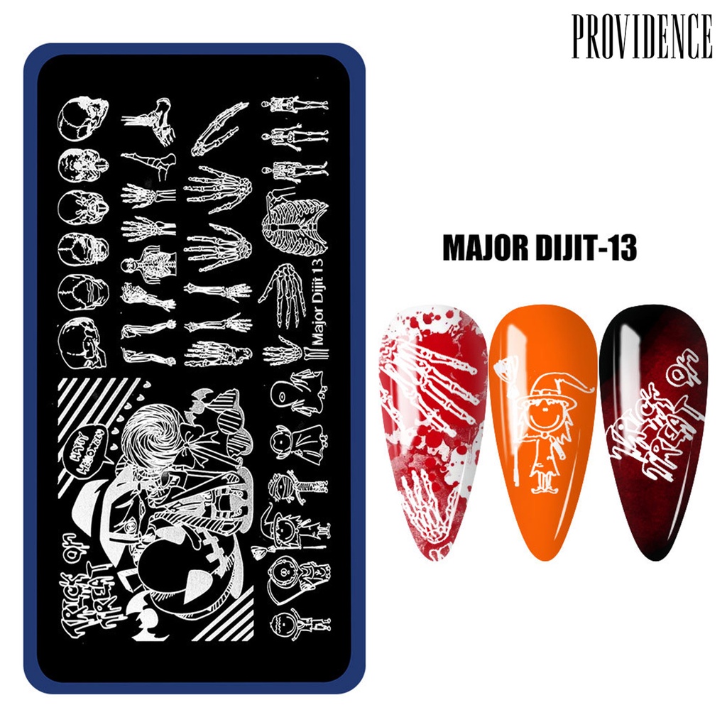 Providence Plat Template Kuku Motif Halloween / Natal Bahan Stainless Steel Anti Karat Untuk Manicure