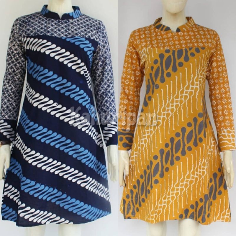 Tunik Batik Lengan Panjang - Atasan Batik Wanita - Batik Cap Motif Parang