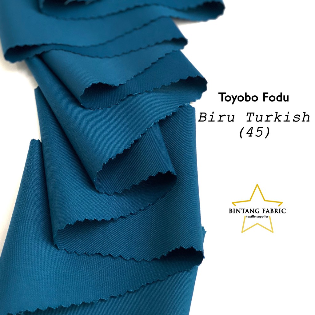 Bahan Kain Katun TOYOBO FODU 1 meter-Biru Turkish