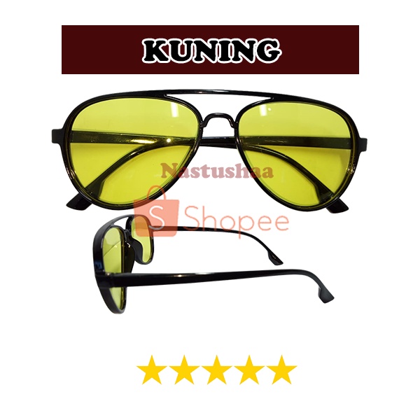 Kacamata Hitam Korea Kacamata Aviator Retro Klasik Frame Plastik Lensa Warna Anti UV400 Untuk Pria / Wanita Sunglasses NOCASE