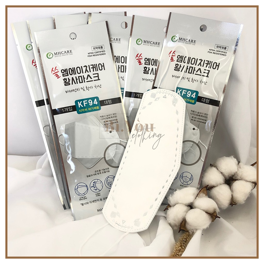 [PUTIH / ADULT] Masker KF94 MHCARE Adjustable Earloop Original Mask Made in Korea
