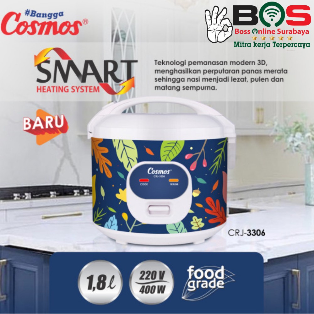 Magic Com Rice Cooker Cosmos CRJ-3306 CRJ 3306 1.8 L 3 In 1 Rice Cooker