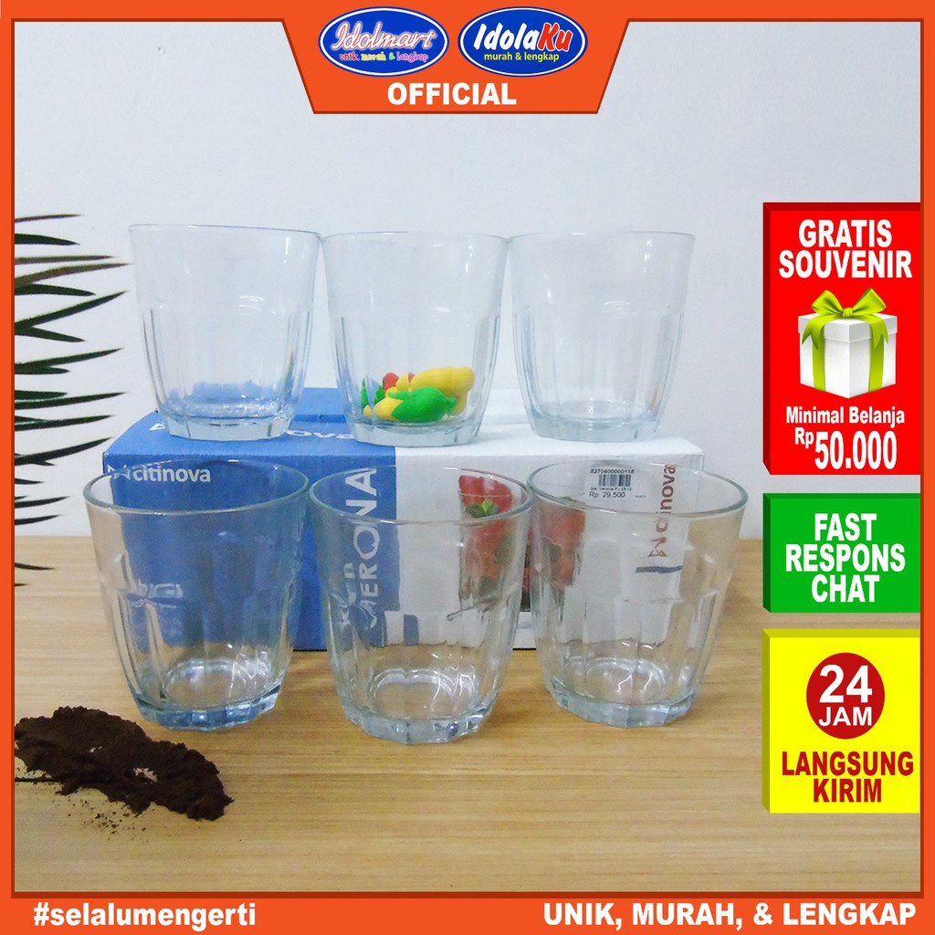 IDOLMART Citinova Gelas Verona isi 6PCS Gelas set isi 6 gelas kado Gelas kopi Surabaya