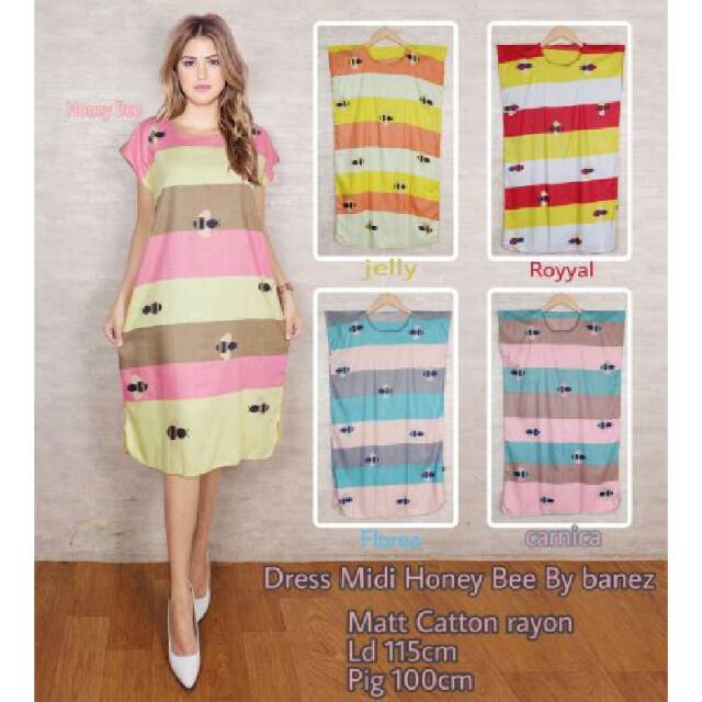 Ecer Daster Midi Wanita Motif HoneyBee / Honey Bee Katun