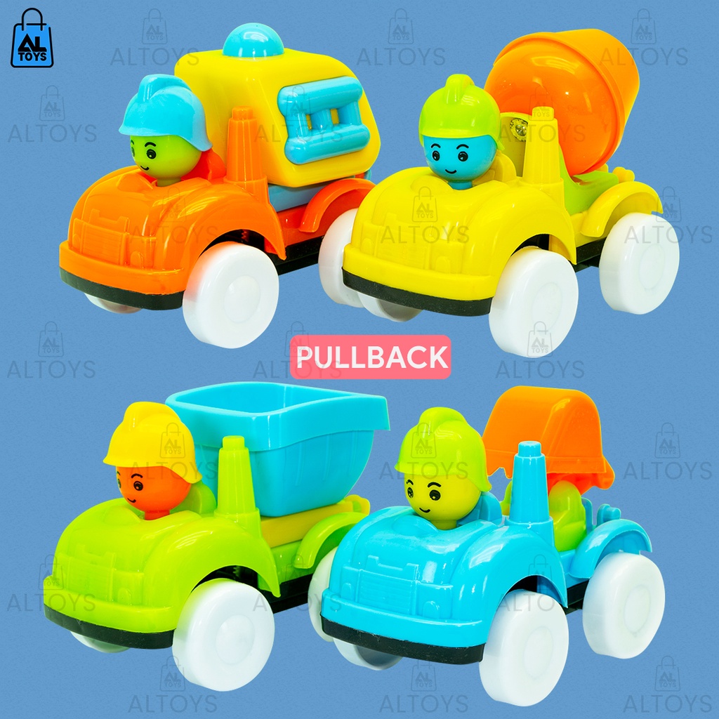 Mainan Mobil Konstruksi Cartoon Lucu Set Isi 2pcs Pullback OCT6113