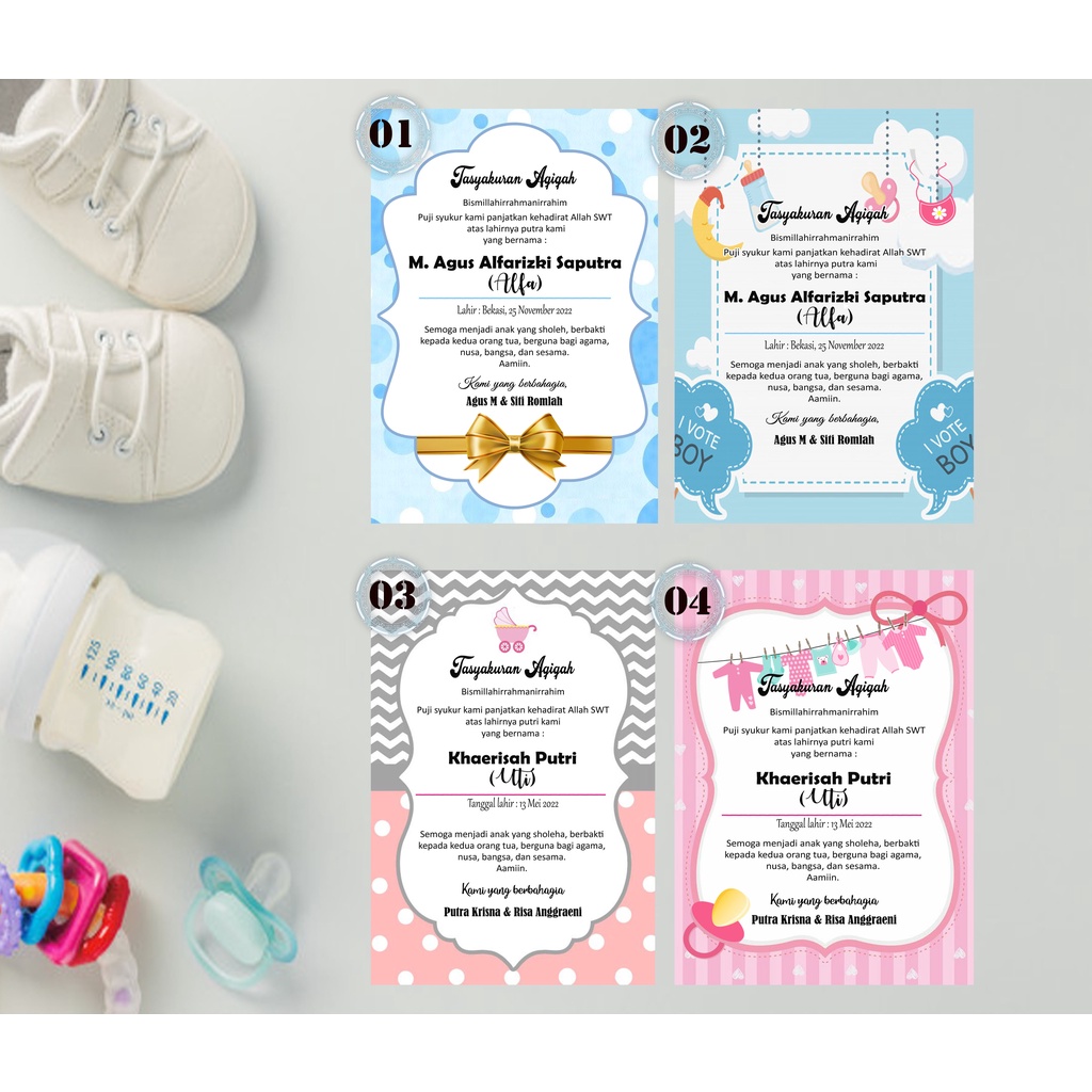 Kartu Ucapan Tasyakuran Aqiqah/ Tasyakuran Kelahiran