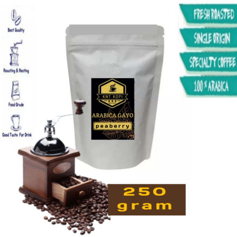 

KOPI ARABIKA LANANG JANTAN ARABICA GAYO PEABERRY ACEH ASLI ORIGINAL 250gr.BUBUk kopi Aceh paling enak roastbean / biji sangrai 250gr.TERMURAH